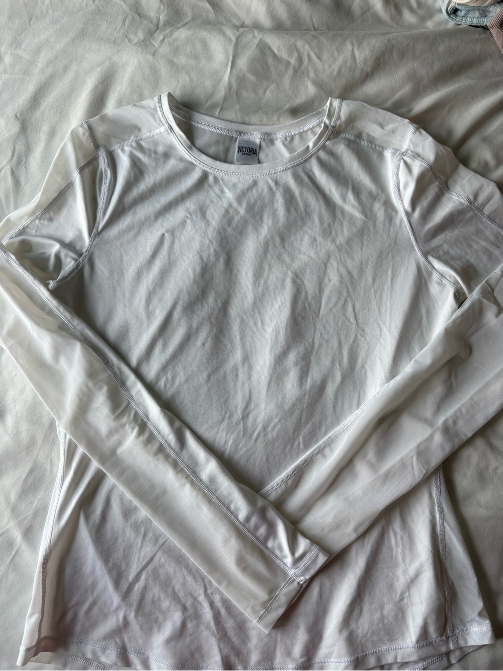 Victoria Sport Women's White Long Sleeve Tee Mesh back